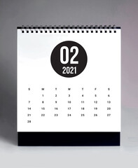 Simple desk calendar 2021 - February