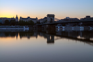 Fototapeta na wymiar Morning View of Budapest Chain Bridge