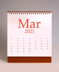 Simple desk calendar 2021 - March