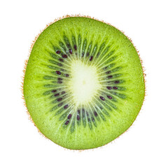 Slice of fresh kiwi fruit isolated on white background