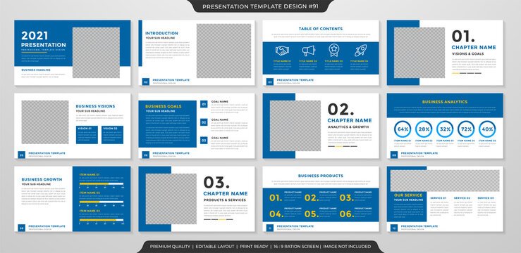 minimalist presentation template layout with clean style and minimalist layout use for annual report and business proposal