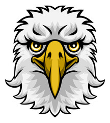 An eagle animal mascot cartoon character face from the front