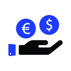 hand with dollar and euro icon Icon