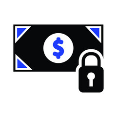 Money security concept padlock,Money with lock Icon