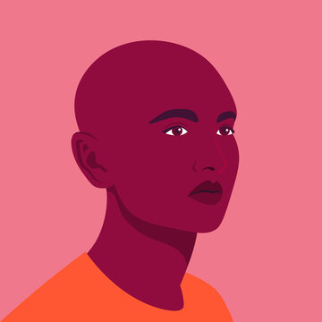 A portrait of young African transgender. A non-binary person. Millennial generation. A face of a genderqueer student. LGBTQ. Vector flat illustration.