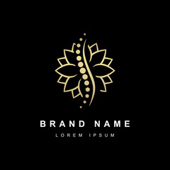 chiropractic logo spine spinal care with mandala, lotus flower. vector icon illustration