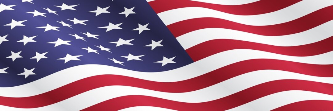 Waving american flag vector illustration. Background for usa national holidays