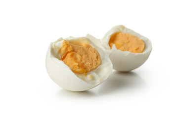 Hard boiled egg isolated on white background