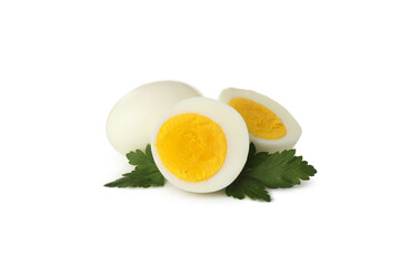Hard boiled eggs isolated on white background