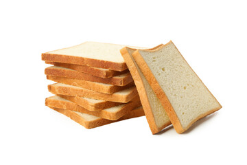Pile of toast bread isolated on white background
