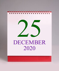 Simple desk calendar for christmas day 2020.