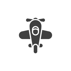 Toy plane vector icon. filled flat sign for mobile concept and web design. Airplane top view glyph icon. Symbol, logo illustration. Vector graphics