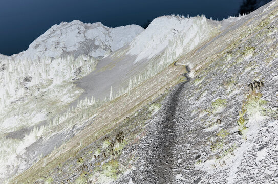 Hillside, pathway and shale on the Pacific Crest Trail