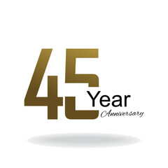 45 Year Anniversary Vector Template Design Illustration Gold Elegant White Background