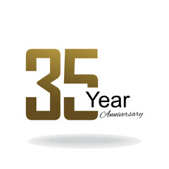 35 Year Anniversary Vector Template Design Illustration Gold Elegant White Background