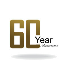 60 Year Anniversary Vector Template Design Illustration Gold Elegant White Background