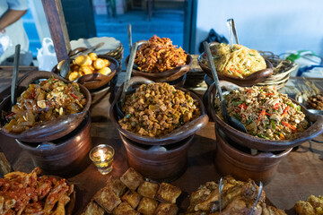 angkringan traditional yogyakarta culinary. healthy and delicious indonesian food for lunch