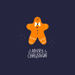 Merry Xmas flat vector greeting card template
