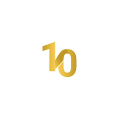 10 Years Anniversary Celebration Gold Line Vector Template Design Illustration