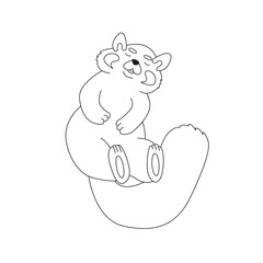 Cute vector Red Panda. Outline illustration.