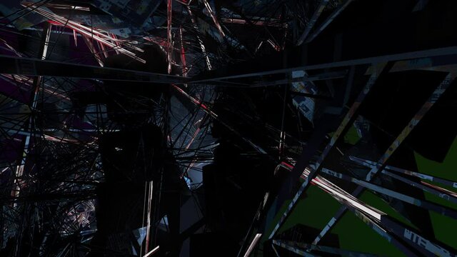 Flying Through the Abstract Shapes Hi-Tech Tunnel