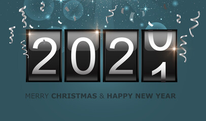 Lettering for fashionable cover designs for new year and Christmas holidays. Christmas invitation template with magic glitter movement.