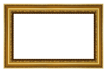 Old vintage golden frame isolated on a white background