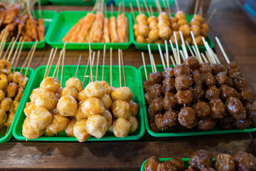 various angkringan indonesian food satay on a tray