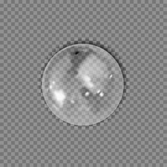 Vector Transparent Circle Shape Droplet, Isolated Object, 3D Illustration, Clean Water Drop.