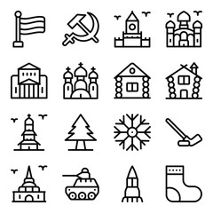 Fototapeta na wymiar Russian Landmarks Solid Icons Pack 