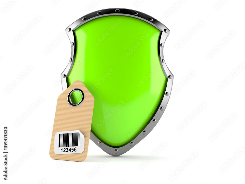 Sticker protective shield with barcode