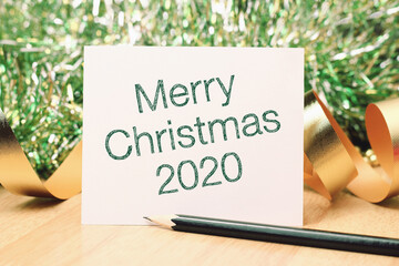 Merry Christmas 2020 with colorful decoration.