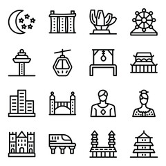 
Singapore Culture Solid Icons Set 
