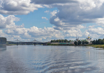 Fototapeta premium Tver. Tver region. Walk along the Volga. Views of the old Volga bridge