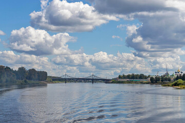 Fototapeta premium Tver. Tver region. Walk along the Volga. Views of the old Volga bridge