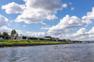 Tver. Tver region. Walk along the Volga. Stepan Razin Embankment. View from the river