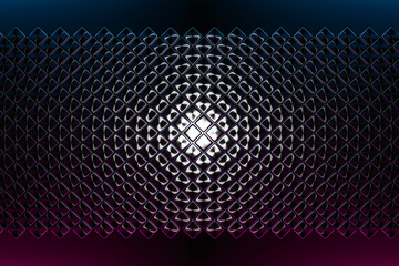 3d illustration of rows of black polygones, square. Parallelogram pattern. Technology geometry  background