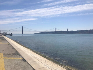 view of river Tagus in Lisbon Portugal