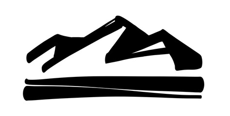 The logo sign. Mountains drawn with a marker. Vector on an isolated background.