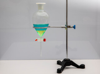The study Separating by filtration the component substances from liquid mixture in Lab. Separating...
