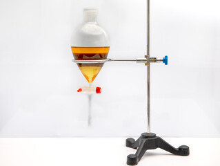 The study Separating by filtration the component substances from liquid mixture in Lab. Separating...