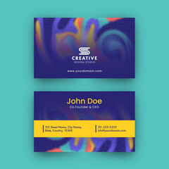 Naklejka na ściany i meble Modern Business Card Design With Blur Colorful Marble Ink Texture.