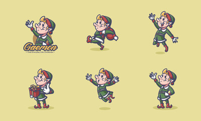 Naklejka premium cute elf vintage cartoon character