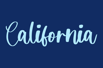 California Handwritten Font Cyan Color Text On Navy Blue Background