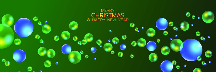 Merry Christmas and Happy New Year illustration. Winter holiday vector illustration. Festive composition with realistic color christmas balls