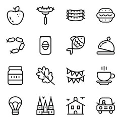 
German Food and Landmarks Filled Icons 
