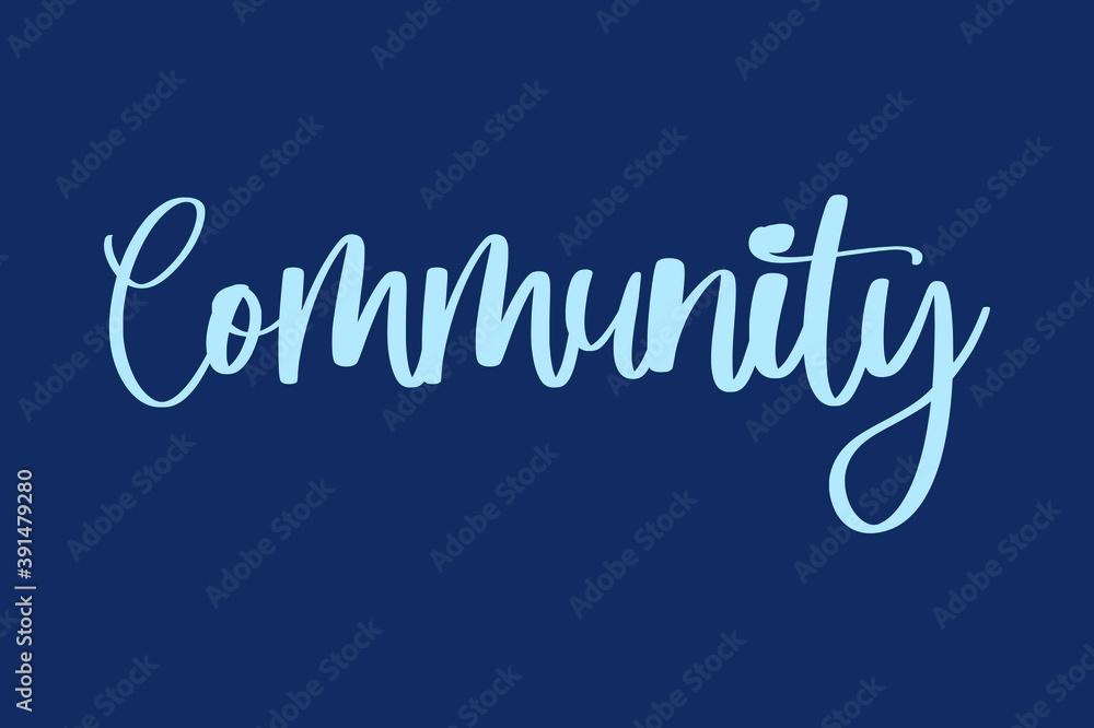Fototapete community handwritten font cyan color text on navy blue background