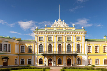 Tver.Tver Imperial travel Palace. 18th century. Cathedral square, view from the Volga embankment. The Palace Of Oldenburg. Summer day
