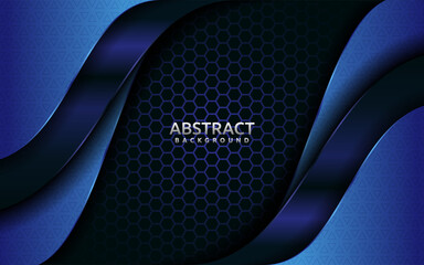 Modern dark blue with overlap layer texture background design.