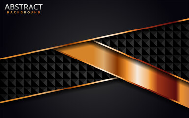 Abstract geometric dark background design combine with dynamic golden lines.